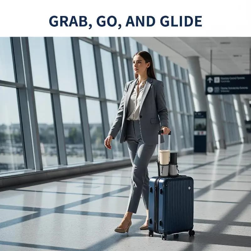 Travel Luggage Handle Storage Bag with Cup Holder Universal Multifunctional Organizer for Passport Phone Drink Storage