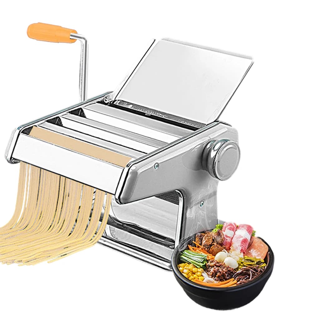 Macchina per pasta manuale multi-azionamento in acciaio inossidabile, nuova macchina per pasta domestica con due lame di diverse larghezza, utensili da cucina