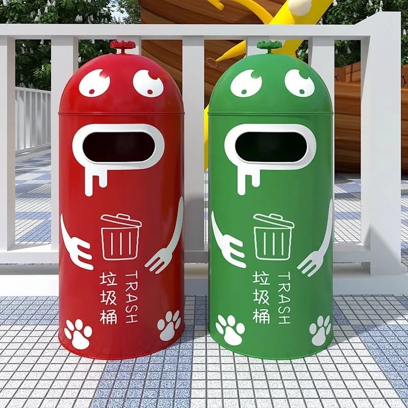 Outdoor Internet celebrity cute trash can with lid creative decoration trash can