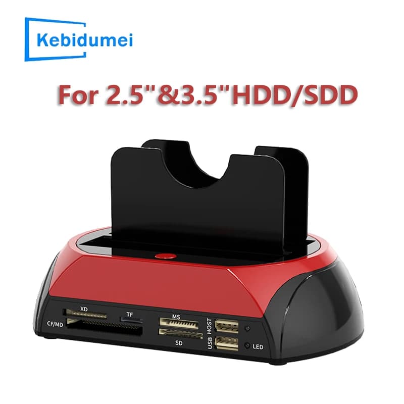 Dual Slots USB3.0 To 2.5/3.5 Inch SATA SSD HDD Docking Station with HUB Reader IDE Type C USB2.0 Hard Drive Enclosure Adapter
