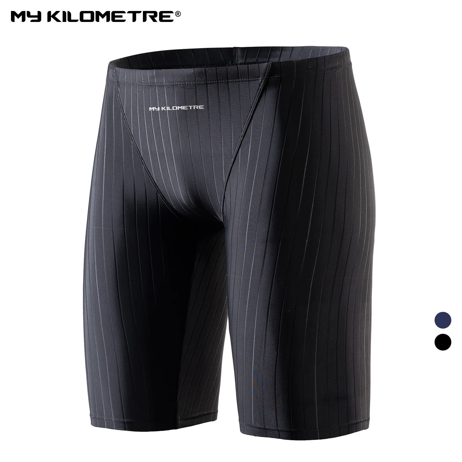 MY KILOMETRE Costume da bagno Jammers da uomo Plus Size 4XL Costume da bagno da allenamento atletico da nuoto Uomo Costume da bagno solido nero Endurance