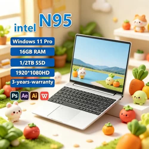 Laptop Portatile Robusto da 15.6" con Intel N95, Windows 11, 32GB DDR4, 2TB SSD, PC per Gaming e Ufficio