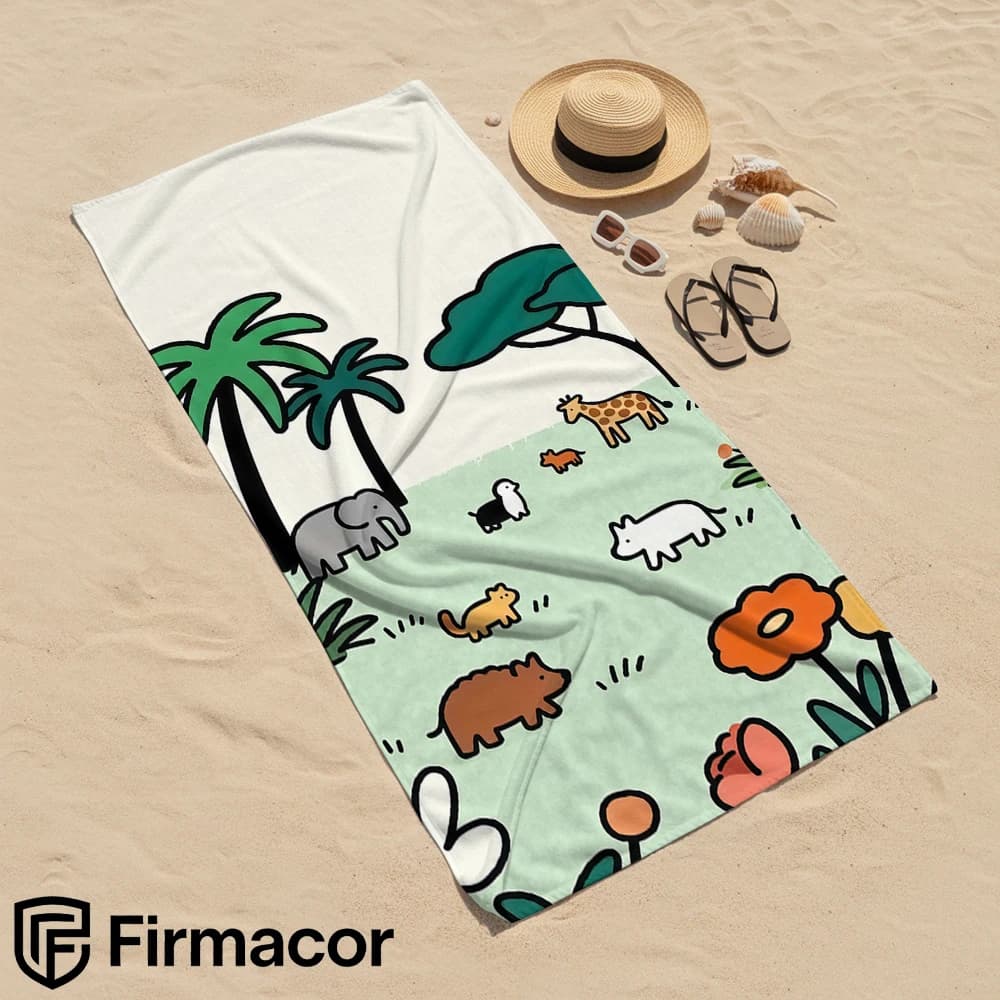 Cute Safari Animal Microfiber Beach Towel Quick Dry Sand Free Oversized Soft Absorbent Bath Towel for Swimming Pool Travel Gym