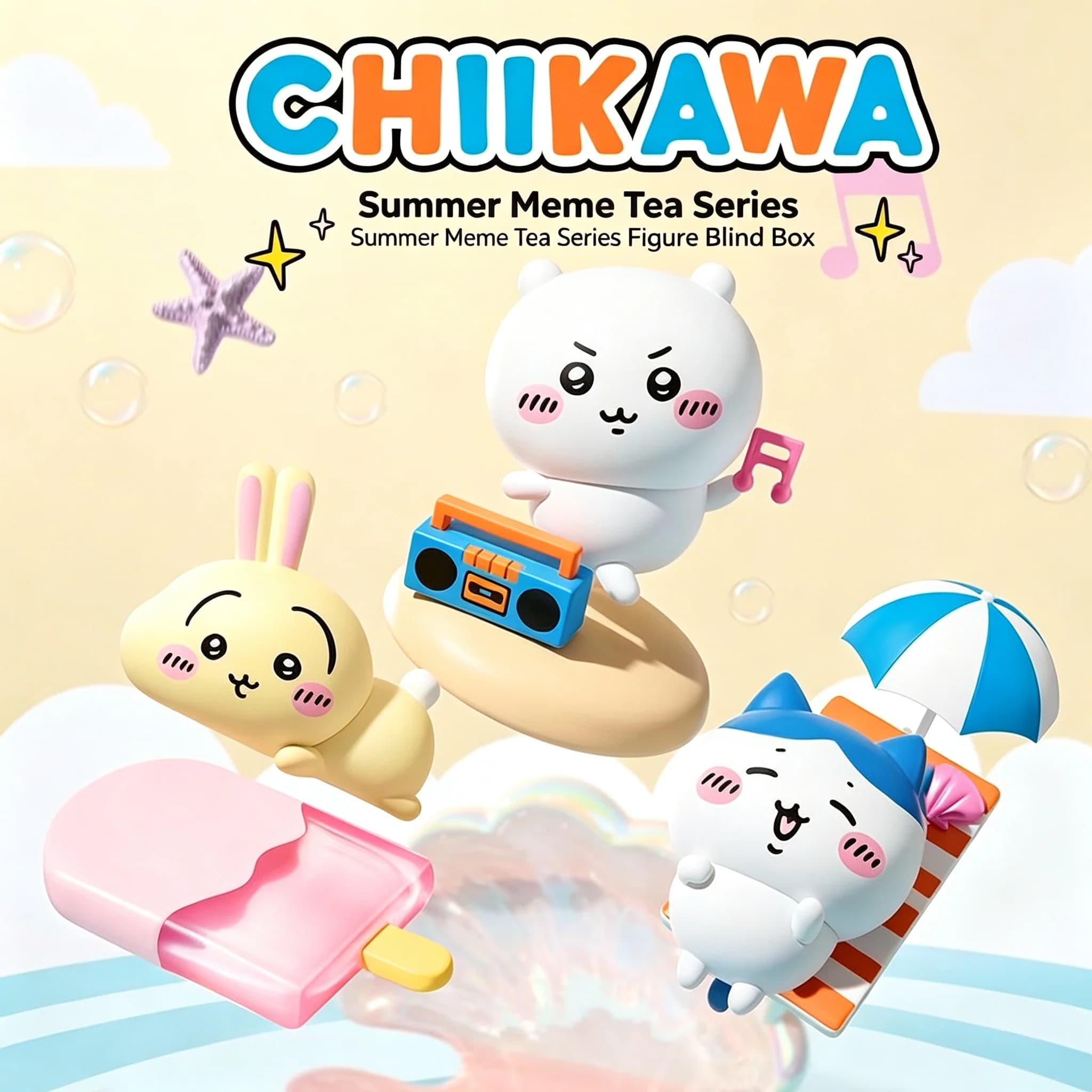 Chiikawa Summer Momo Tea Series Blind Box Figure Cute Cartoon Character Collectible Model Desktop Display Ornament Surprise Gift