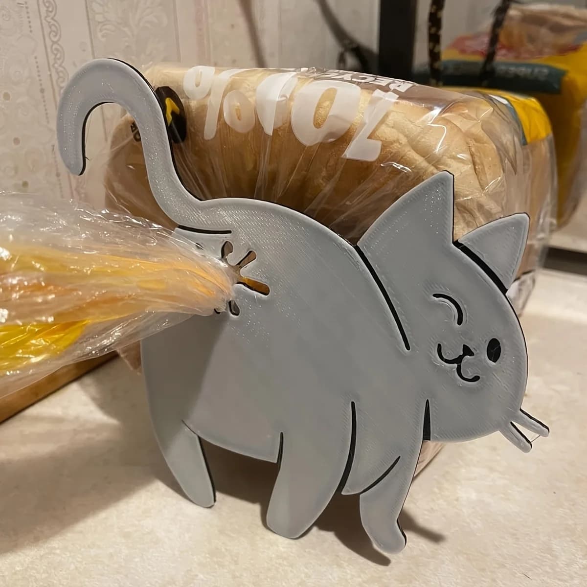 Clip per pane con testa di gatto: divertente utensile da cucina stampato in 3D, supporto per sacchetto di plastica, accessori per riporre animali carini