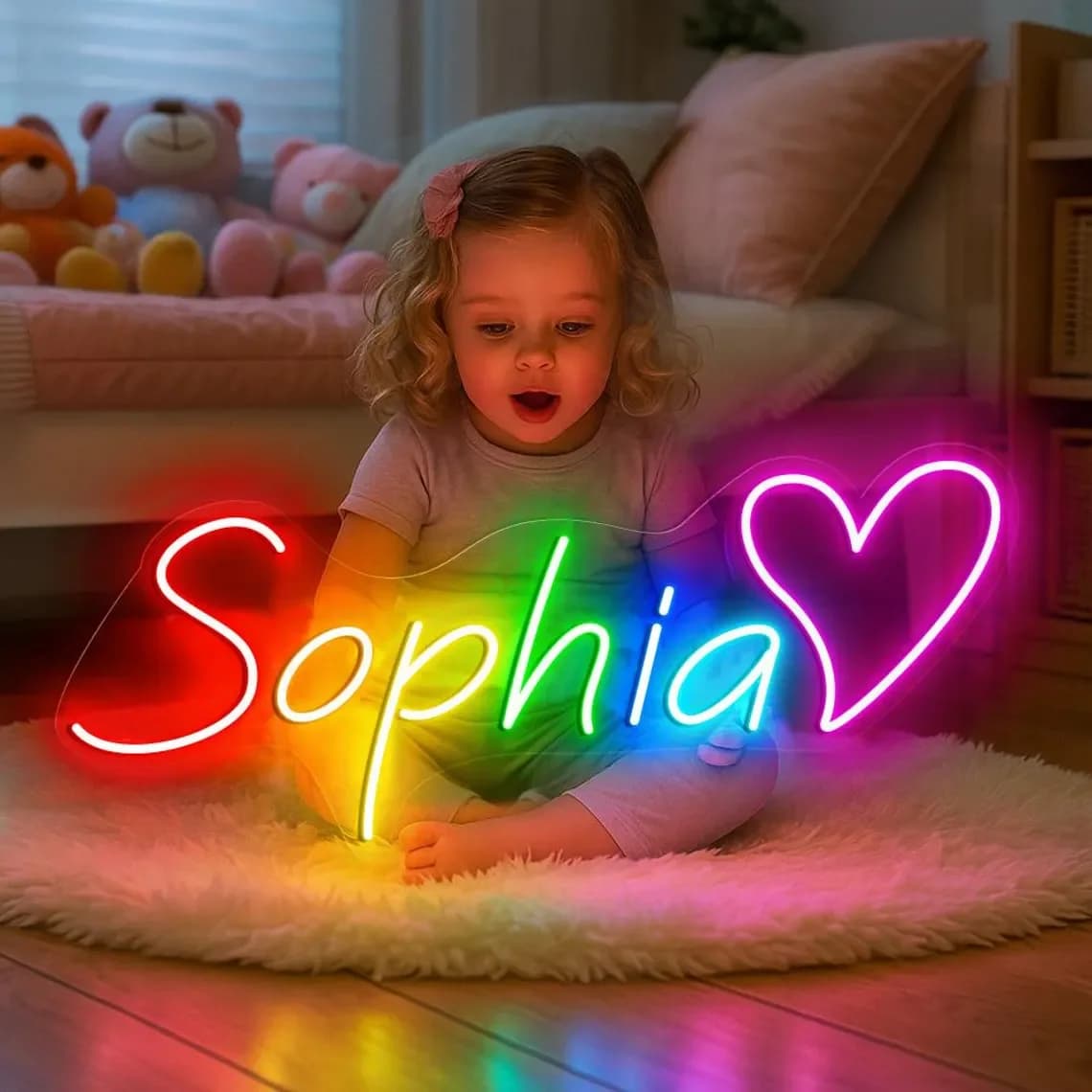 Insegna al neon personalizzata Insegne al neon a LED personalizzate per la decorazione della sala giochi Regalo per adolescenti Nome dei bambini Dimmer per luce notturna personalizzata