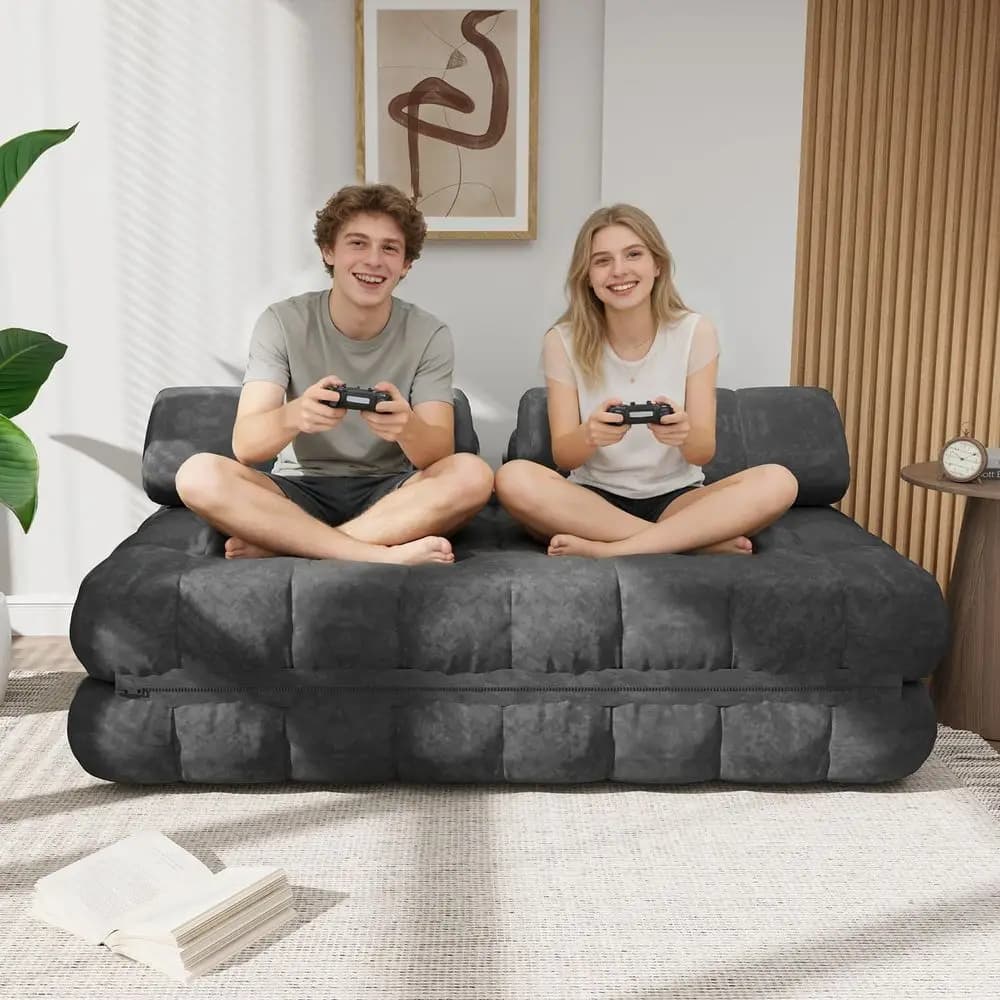 Divano Letto Convertibile 3-in-1, Poltrona Letto Loveseat da 59.1 Pollici con Cuscini, Divano Portatile da Esterno BonelCouch, Comodo in Velluto