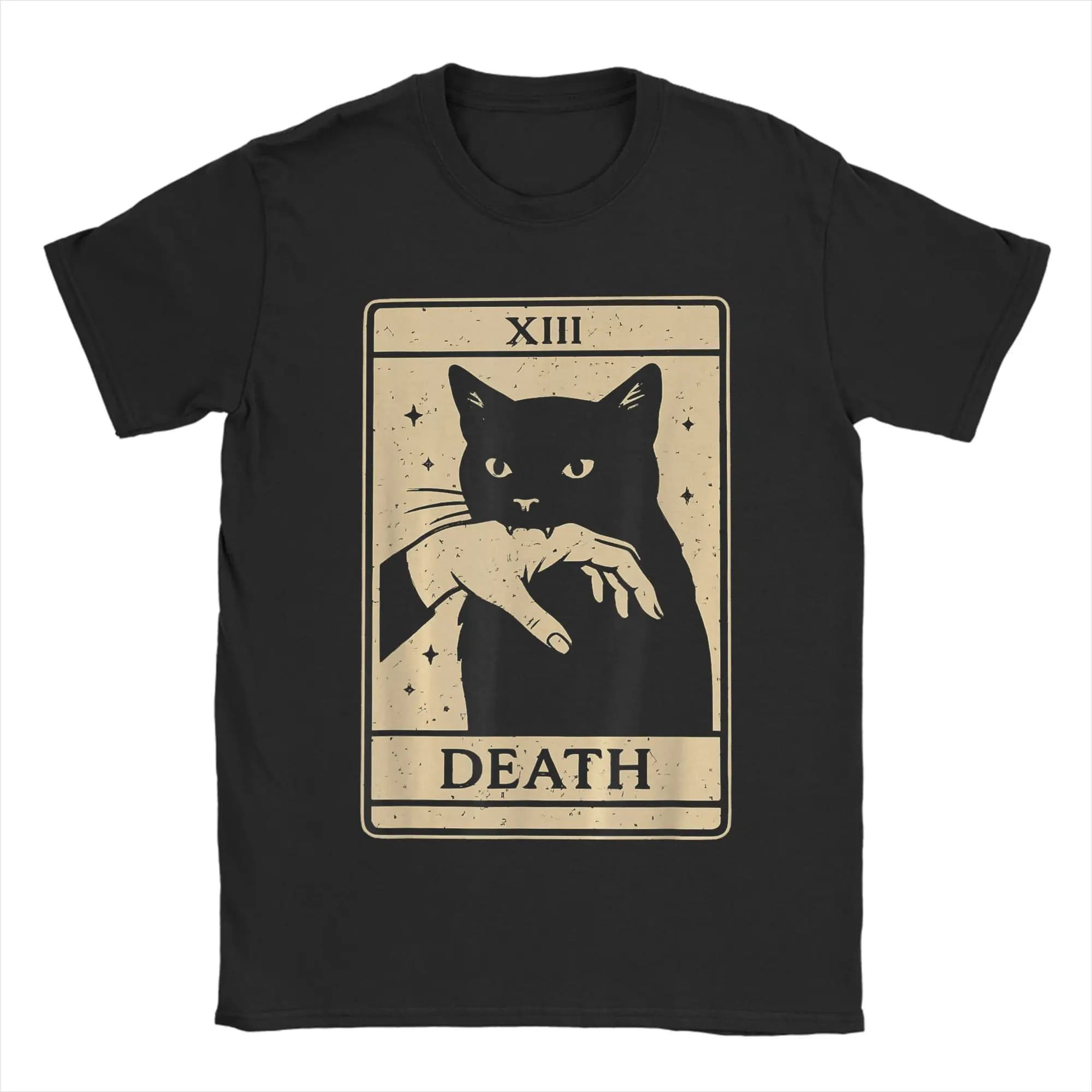 T-shirt da uomo Tarot Card Cat Fun in cotone, maglietta a maniche corte, girocollo, idea regalo