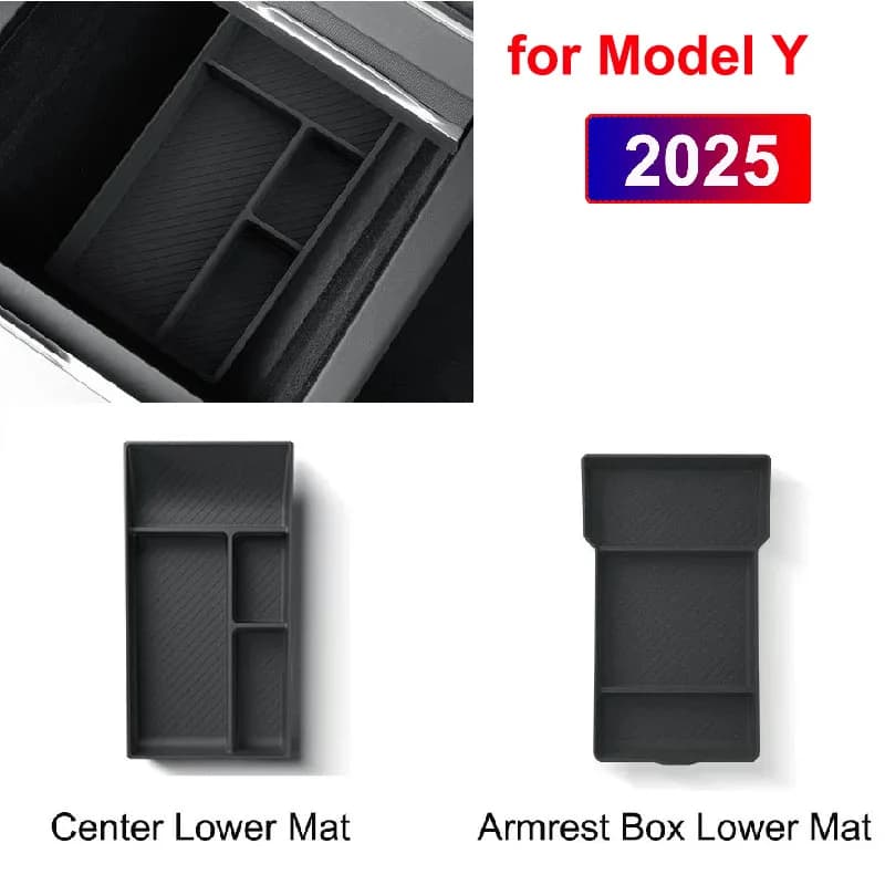 Per Tesla Model Y Juniper 2025 Console centrale Bracciolo Scatola di immagazzinaggio Stivaggio Riordino Fondo inferiore Zerbino Organizer Vassoio Pad IL MIO LANCIO
