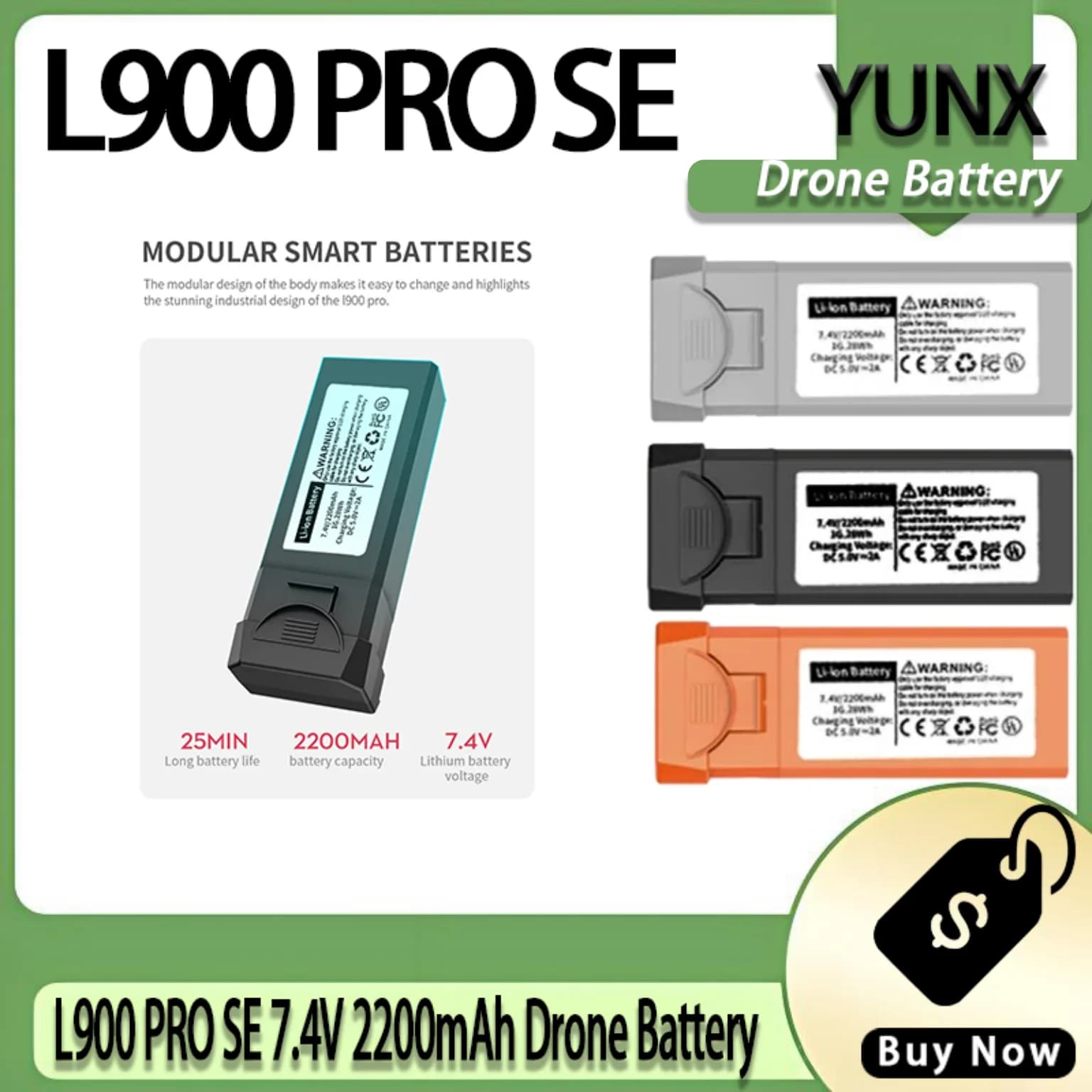 Noctis L900 PRO SE Power Matrix, Batteria di Volo a Lunga Durata 7.4V 2200mAh, Ricambio Energetico Premium per Quadricottero GPS 4K