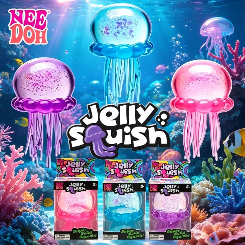 Needoh Fuzz Ball Jellyfish Squishy Blind Box Random Color Soft Stress Relief Toy Cute Relaxing Squeeze Sensory Toy Squishies