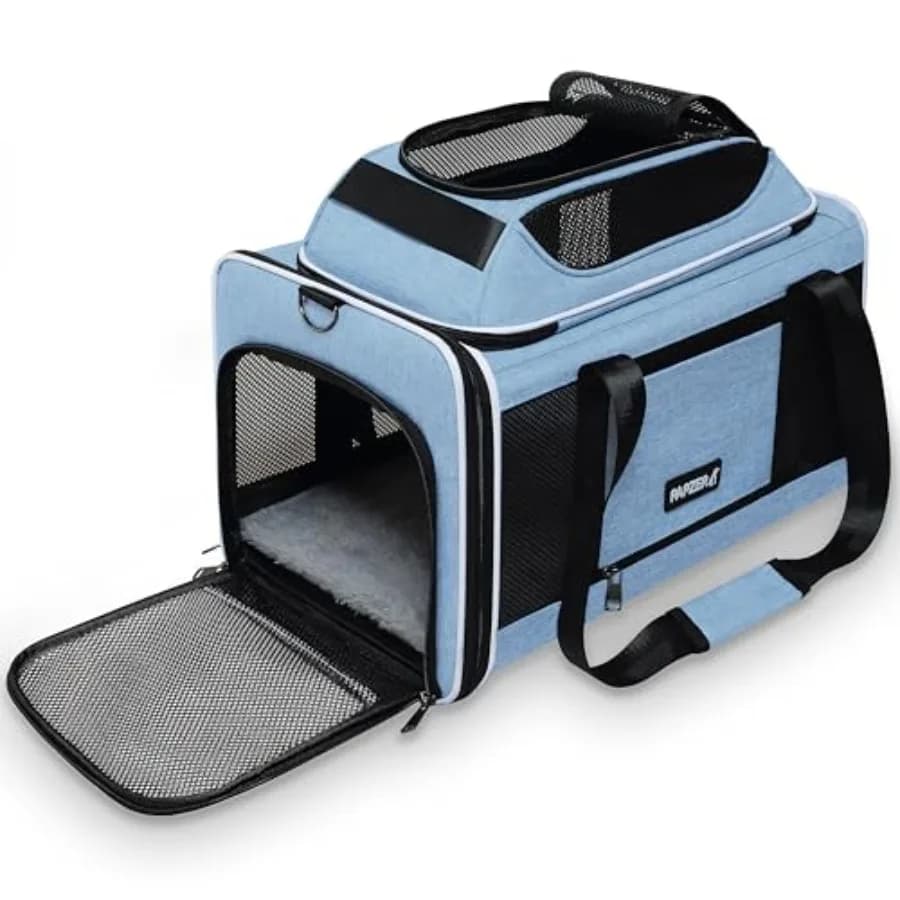 Trasportino per Gatti Espandibile 18x11x11 Approvato per Compagnie Aeree United Delta American, Borsa Morbida per Cani da Trasportare Sotto il Sedile in Cabina