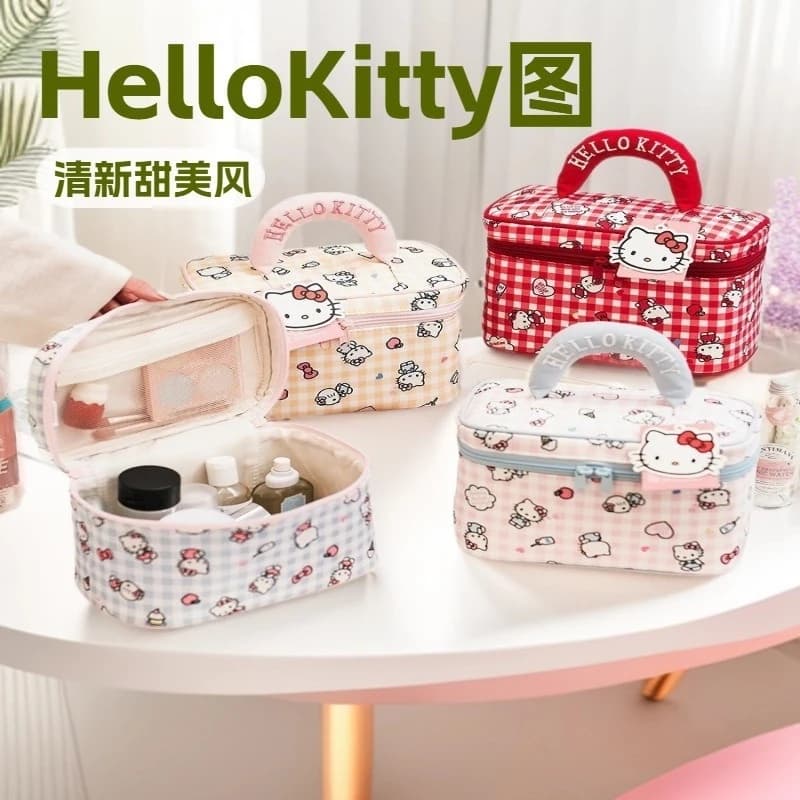 Authentic Sanrio handbag Hello Kitty portable makeup bag large capacity high aesthetic three-dimensional portable travel bag