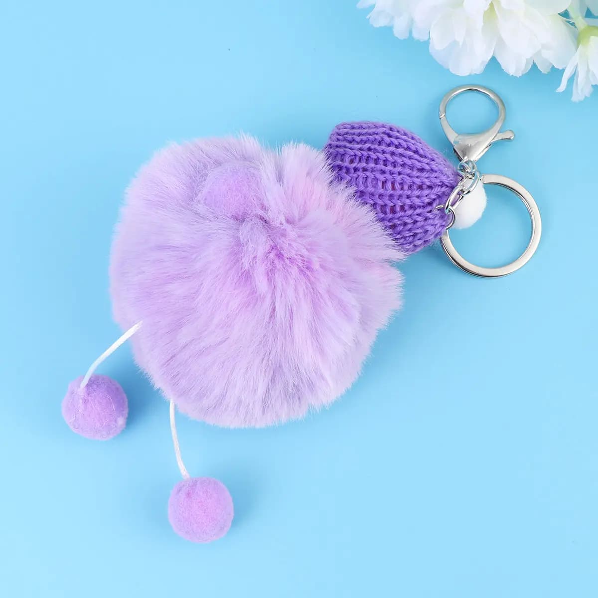 Portachiavi alla Moda con Design a Palla di Pelo di Bambino Dormiente, Divertente e Facile da Trovare, per Borsa, Cellulare, Auto