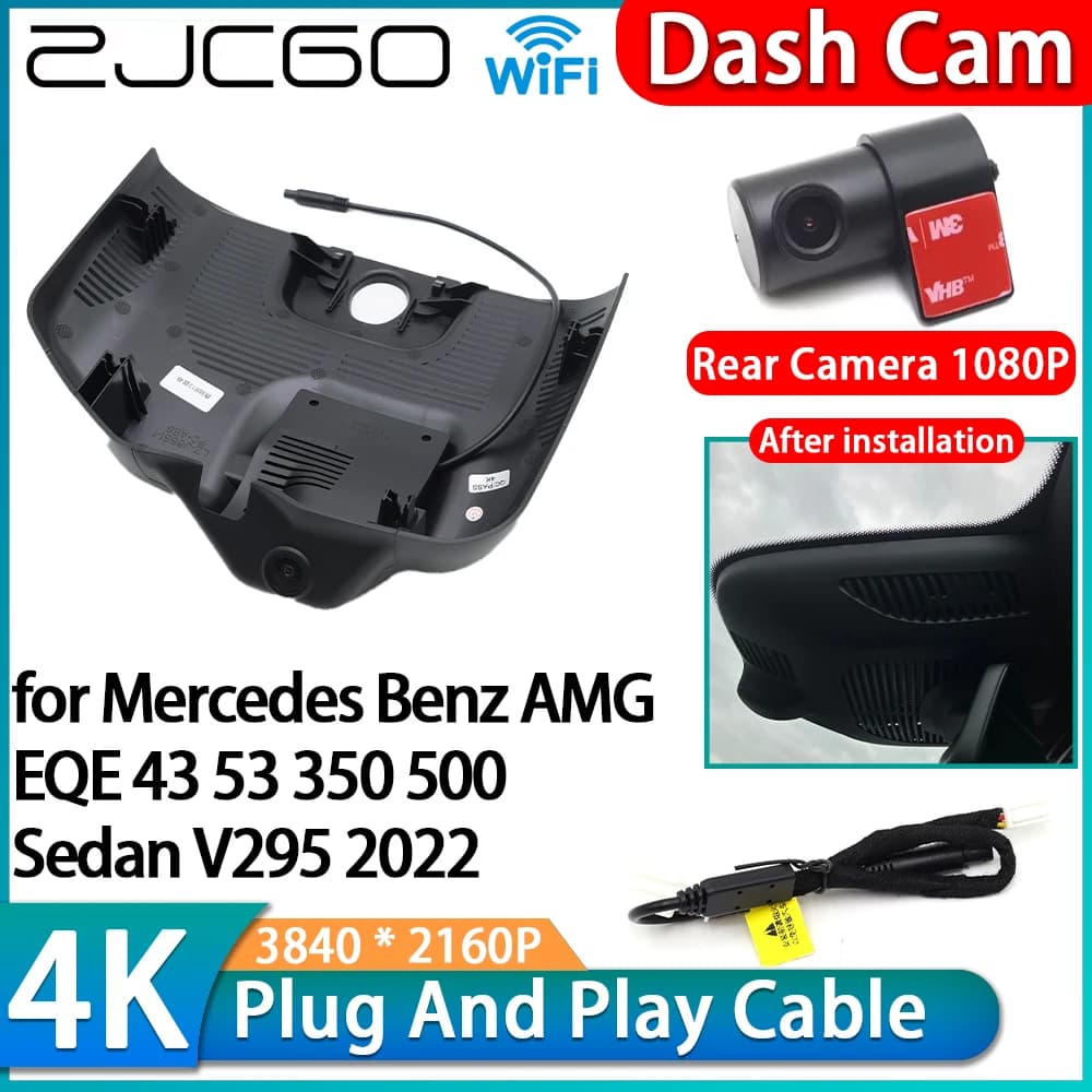 ZJCGO for Mercedes Benz AMG EQE 43 53 350 500 Sedan V295 2022 4K Wifi DVR OEM Car Video Recorder Dash Cam Front Rear Camera
