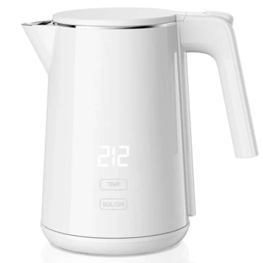 Electric kettle 1.0L 1200W Quick heating with Automatic Shutdown Protection Against Seed 7 Levels of Control Double Temperature Stainless Steel Wall