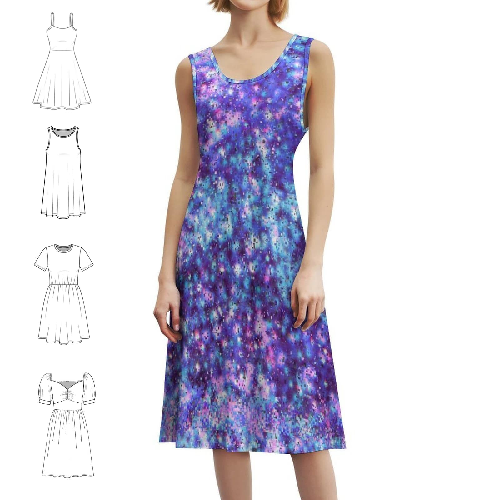 Paillettes scintillanti rosa viola Galaxy | Abito in stile coreano da donna Abito casual elegante per feste o abbigliamento quotidiano