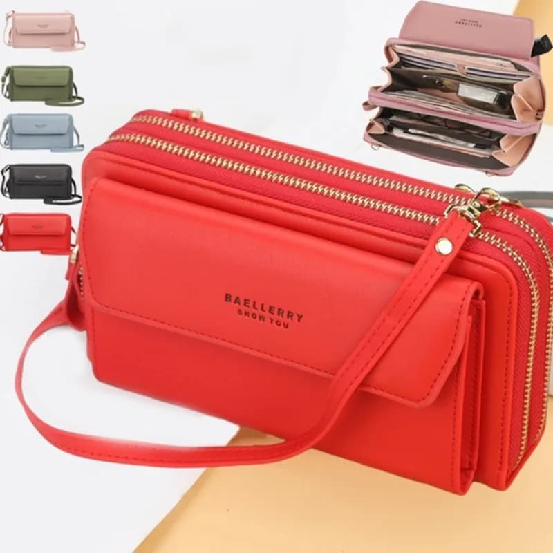 Women's Long Wallet Crossbody Bag Korean Version Shoulder Bag With Double Hinge Shoulder Bag Large Capacity Women's Cell Phone Bag