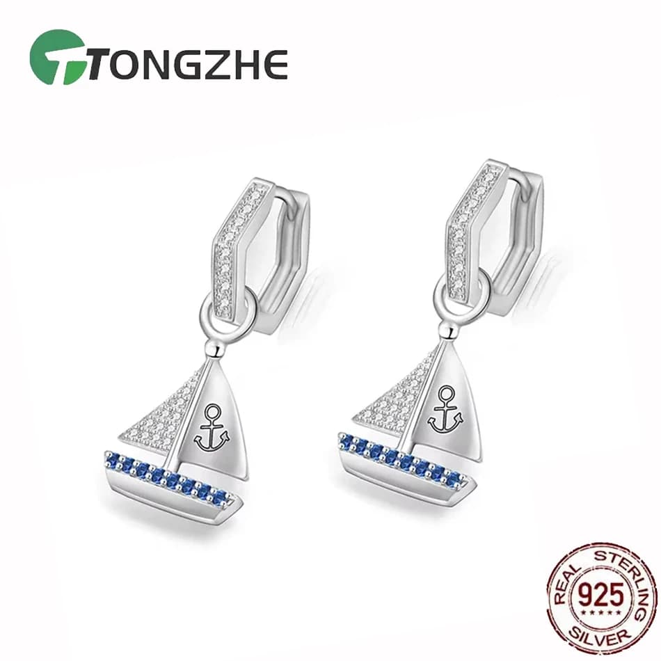 TONGZHE Orecchini pendenti in argento sterling 925 con ancora di nave, orecchini originali coreani per donna, gioielli di moda