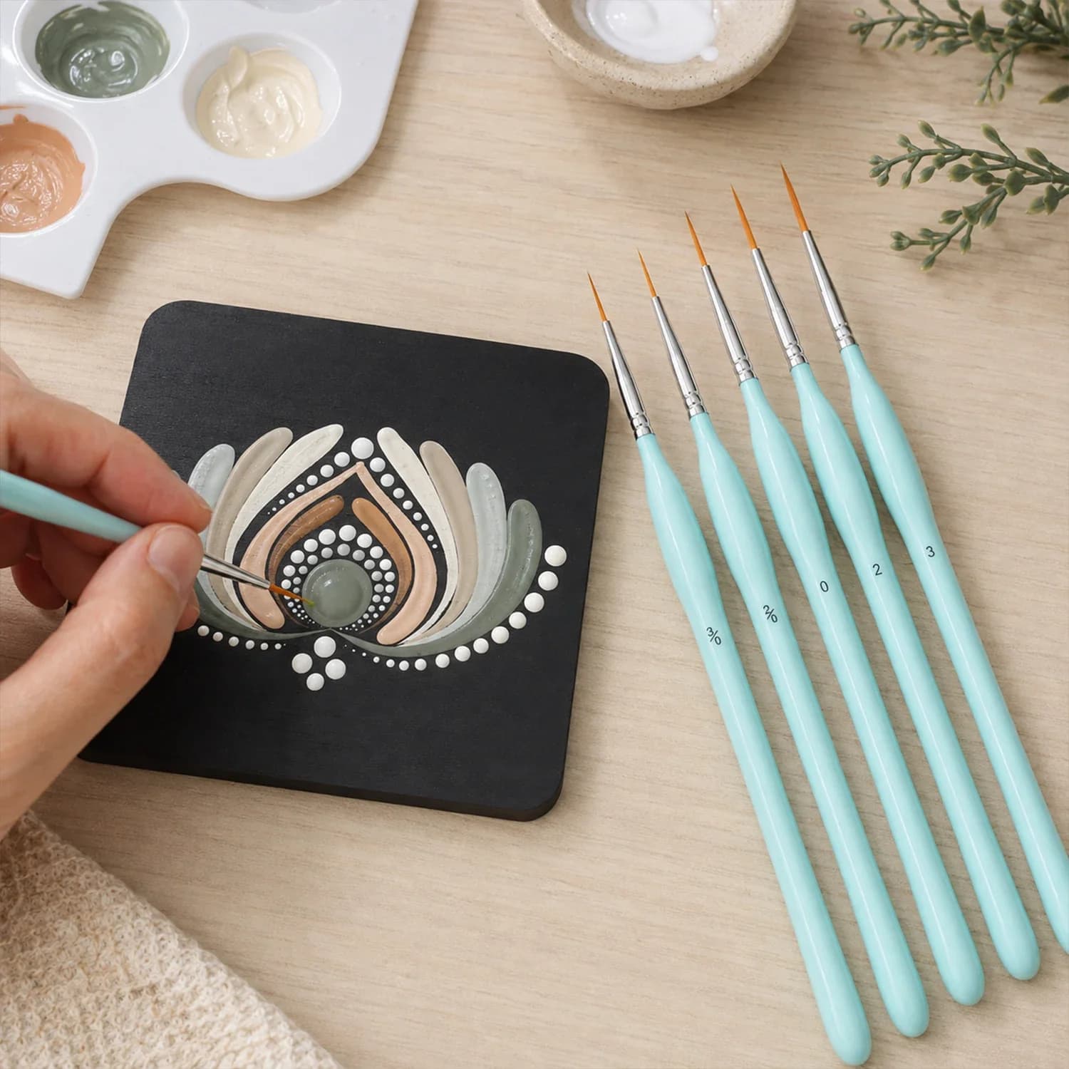 Rigger Paint Brushes Set 6pcs Fine Tip Liner Brushes For Acrylic Watercolor Oil DIY Craft Thin Point Mandala Detail Painting