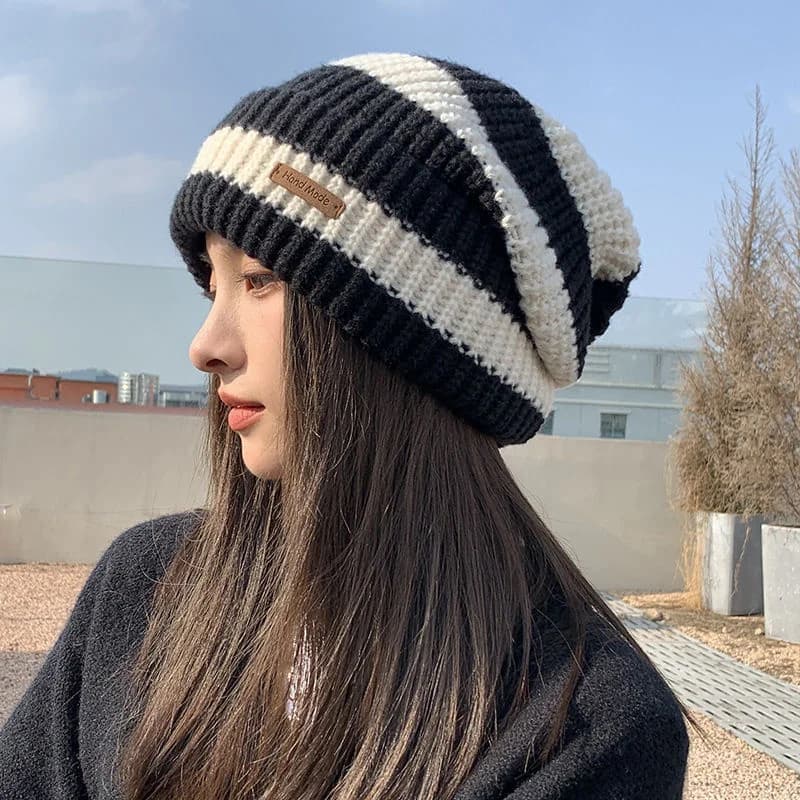 Cappelli invernali caldi per le donne berretti Casual impilabili lavorati a maglia berretti da uomo cappelli a righe Hip Hop Unisex berretti femminili