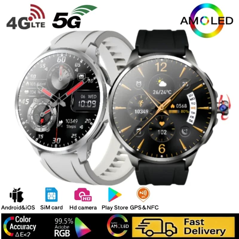 Smart watch H19 4G LTE: 32 GB+256 GB, 900 W rotating camera, GPS, WiFi, Google Play Store support, wearable Android