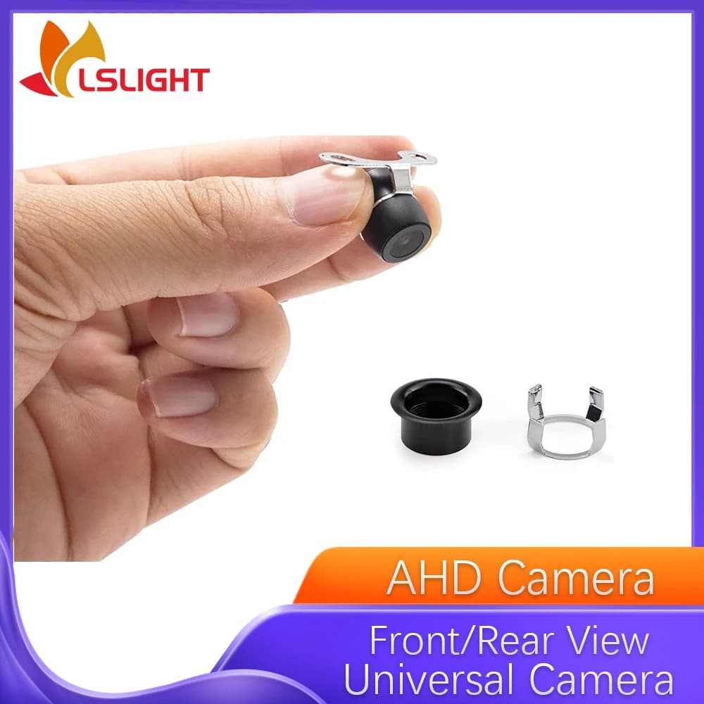 Telecamera universale per vista posteriore anteriore per auto AHD 720P Visione notturna IP67 Impermeabile 170 ° Mini monitor per parcheggio inverso grandangolare da 12,5 mm