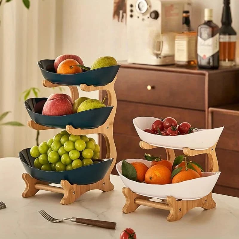 Cestino portafrutta/snack/caramelle impilabile a 2/3 livelli per uso domestico, facile da pulire, scaffale portaoggetti multifunzionale