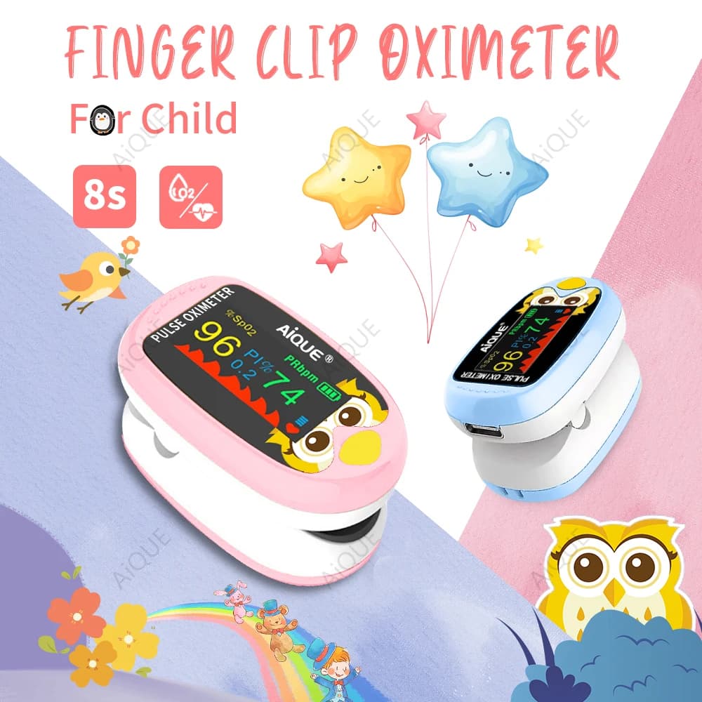 AiQUE Card Toe Pulse Oxygen Gauge Rechargeable Children Oxygen Saturation Meter in Child Blood Adult Children Oximeter SPO2 TFT
