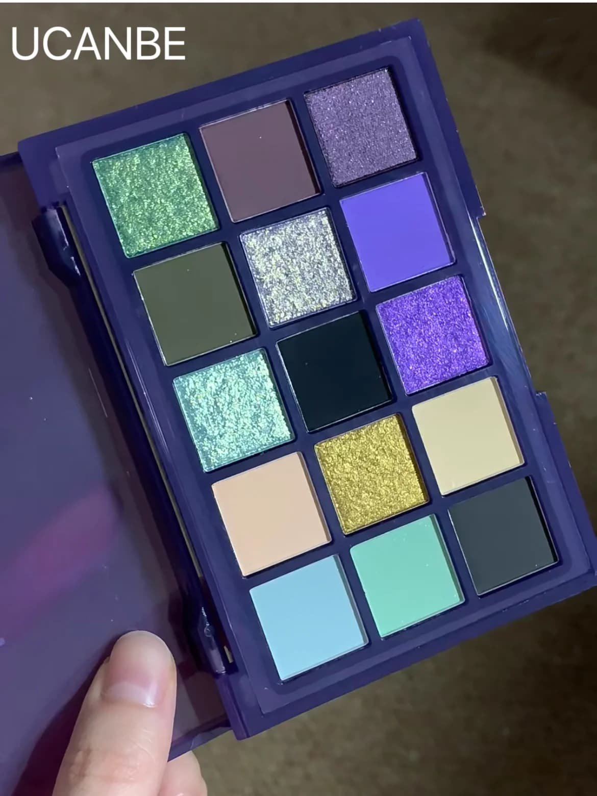 UCANBE Palette Ombretti 15 Colori Viola Camaleonte Shimmer Glitter Opaco Metallizzato Trucco Occhi
