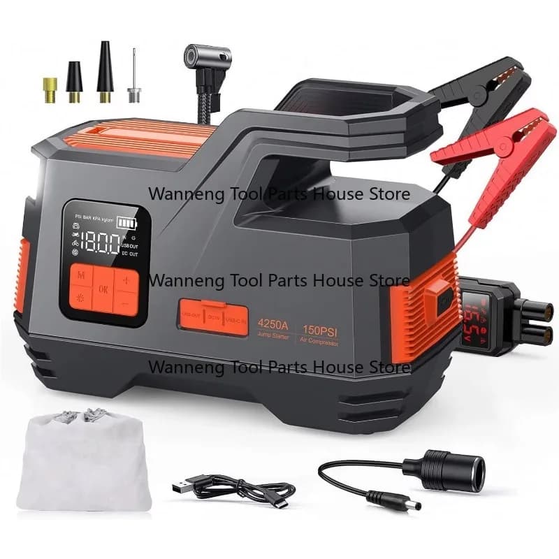 Avviatore di emergenza digitale 4250A 26800mAh con compressore d'aria per avviamento di emergenza per auto per palla per pneumatici per auto