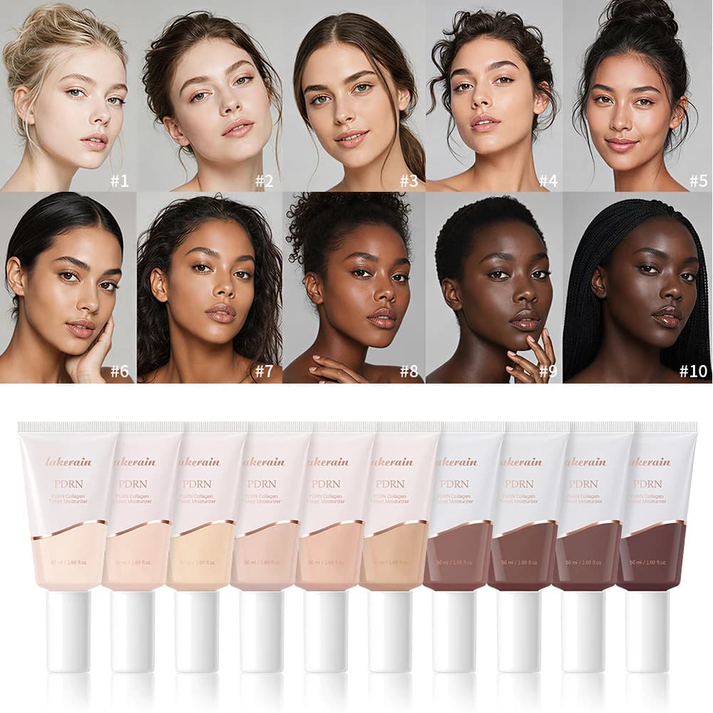Tinted Collagen Foundation Cream 74% Skin Care Essence PDRN Polypeptide 24H Anti Oxidation 32% Pore Blur 10 Adaptive Shades
