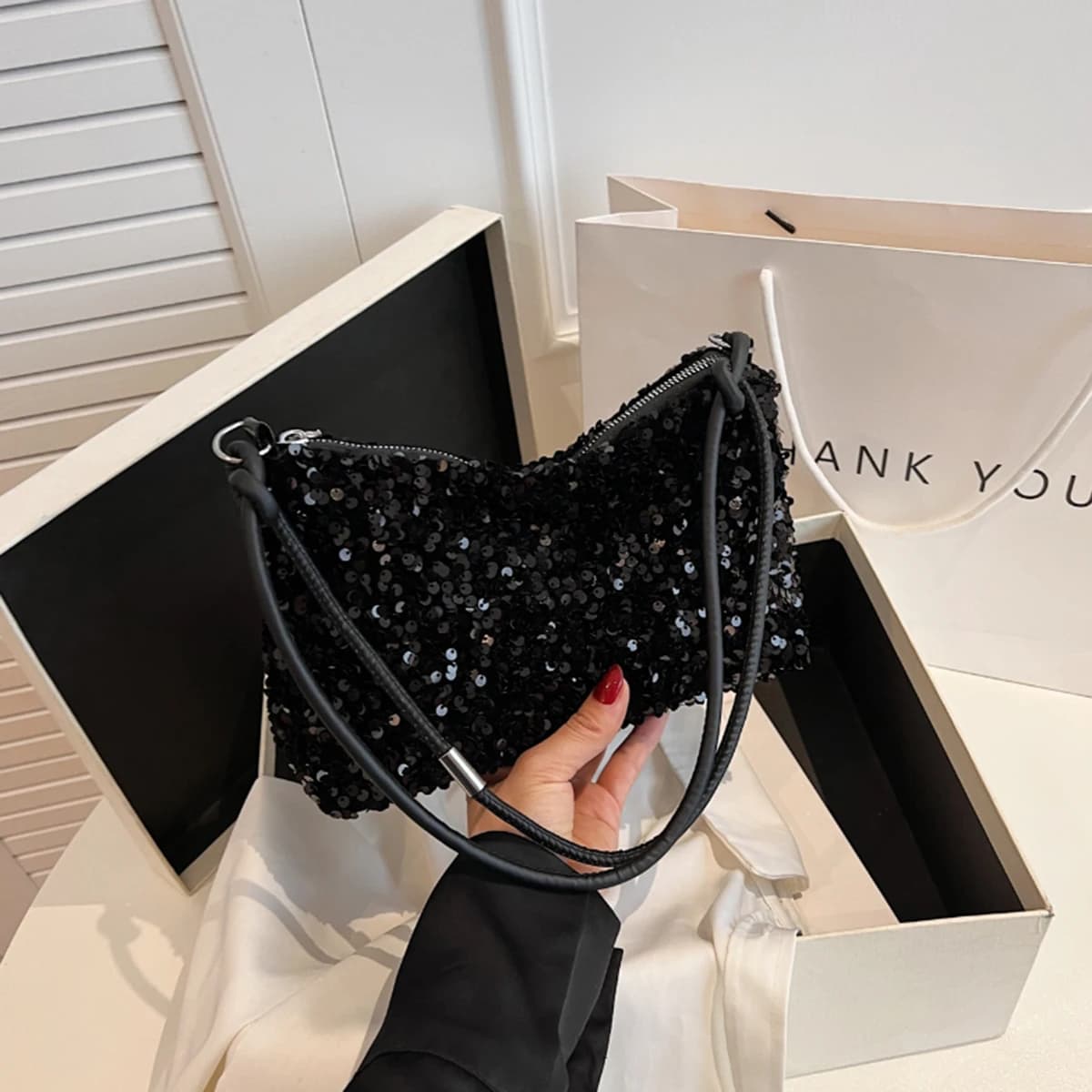 Borsa sottobraccio Black Spice Glitter Design casual chic chic Borsa a tracolla a tracolla un outfit