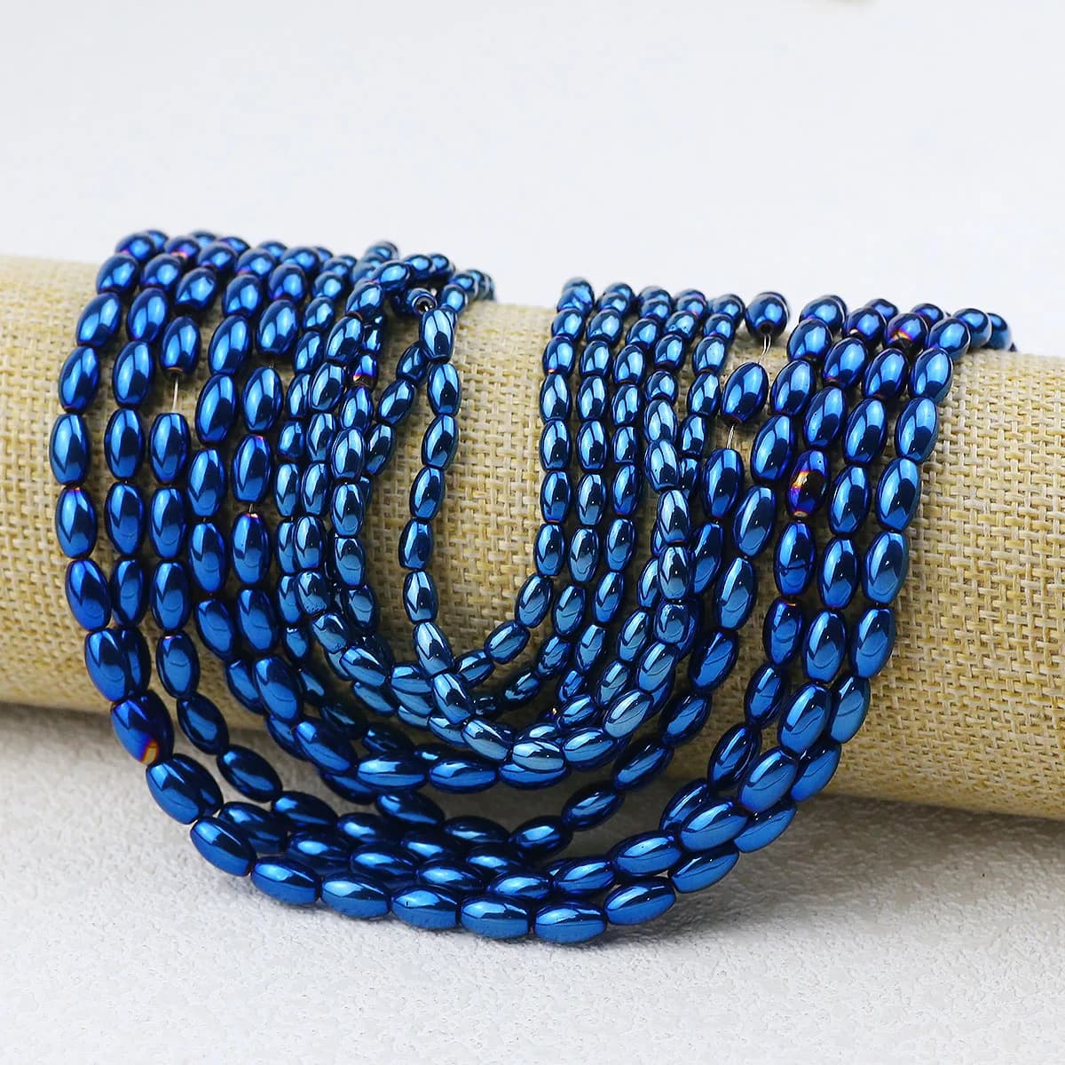 4/5mm Electroplated Blue Hematite Oval Spacer Loose Rice Beads For Jewelry Making DIY Necklace Earrings Bracelet Accessories