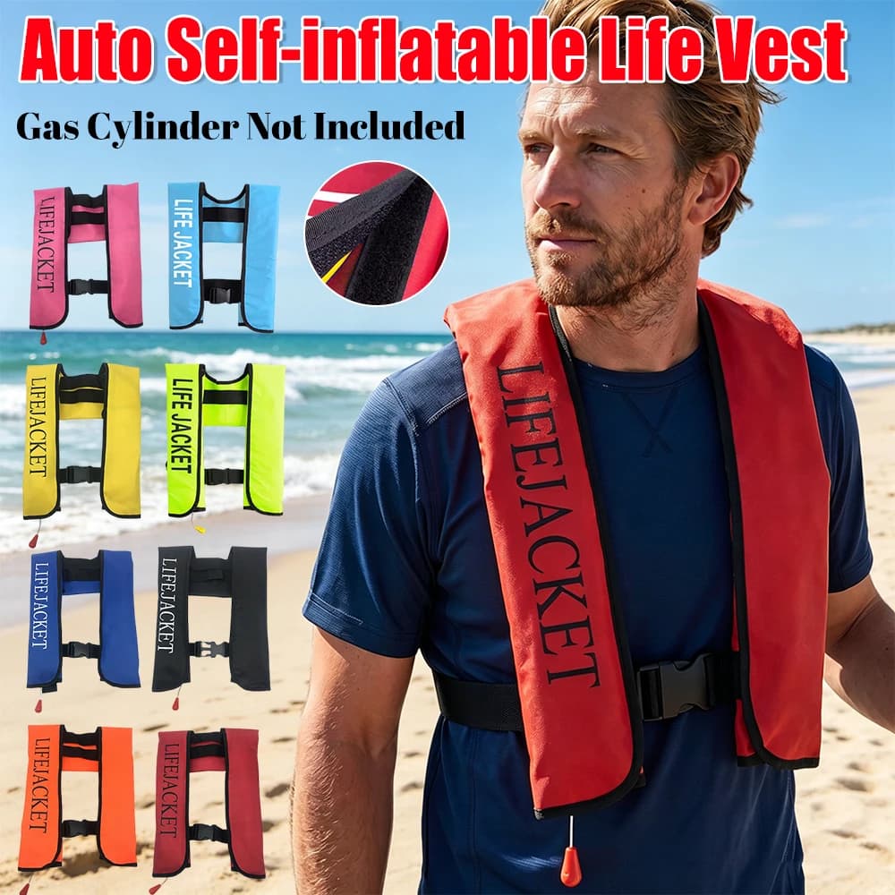 Self-inflatable Life Jacket with Reflective Strips & Emergency Whistle Kayak Vest for Surfing Swimming Kayaking Sailing Boating