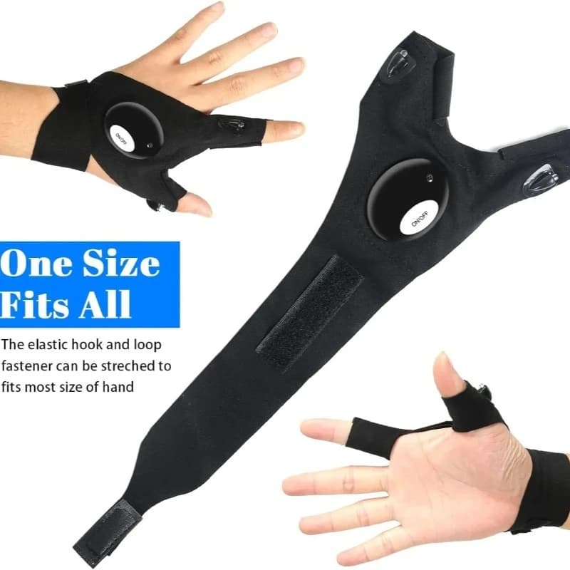 LED Fishing Gloves, Hand-Free Cycling Gloves with Lights, Lighted Fingers, Fishing Equipment
