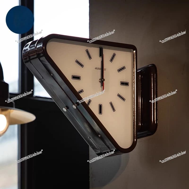Orologio da parete triangolare bifacciale in metallo, orologio silenzioso da parete, decorazione da parete semplice