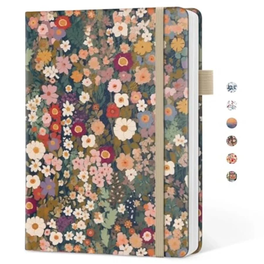 Pretty Lined Journal for Women, Aesthetic Cute Hardcover Leather Journal for Writing, A5 College Ruled Notebook for Work and No