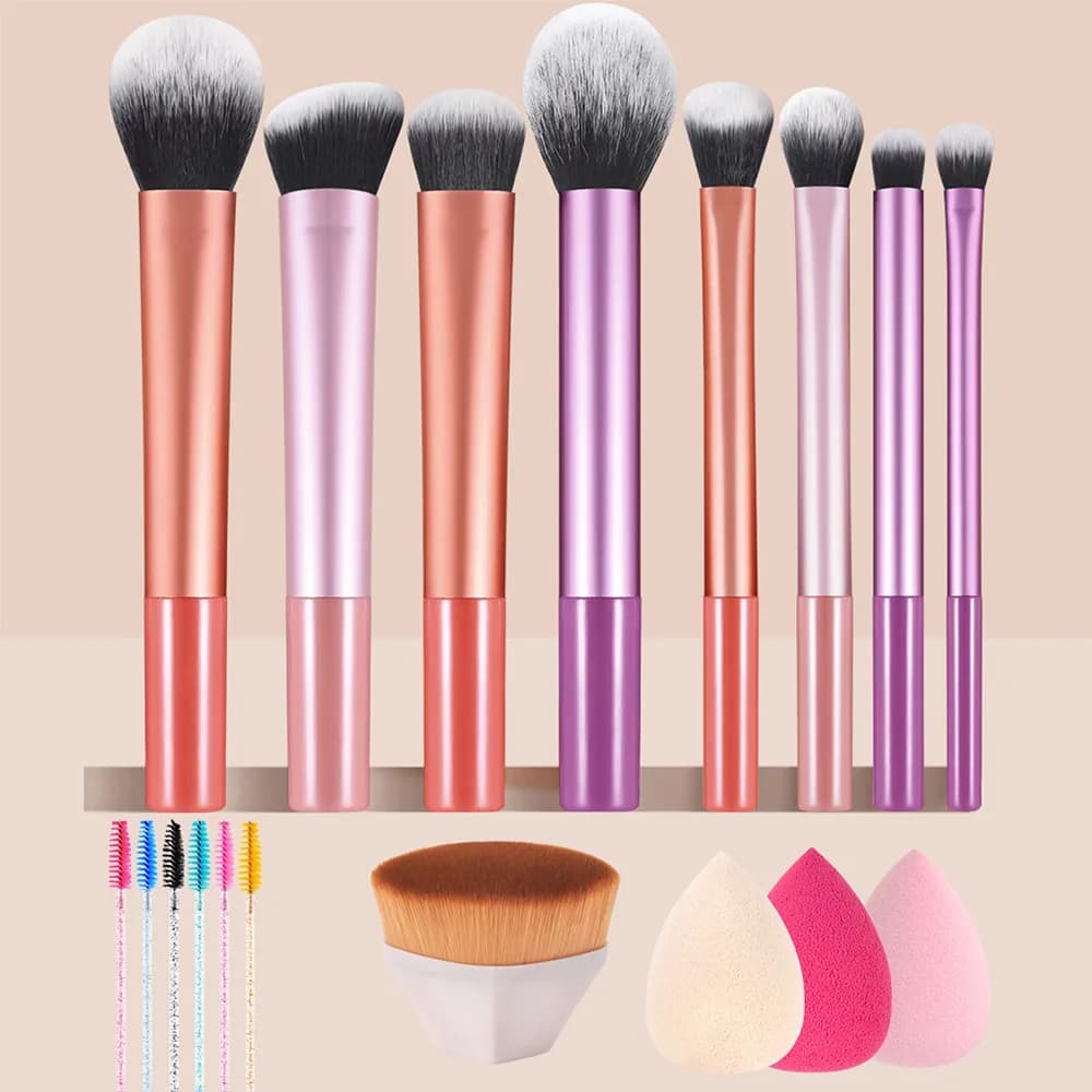 18 Pcs Beauty Makeup Tool Combo Set Face Wash Makeup Puff Full Set Clean Brush Set Professional Triangle Powder Puff Wash Tool