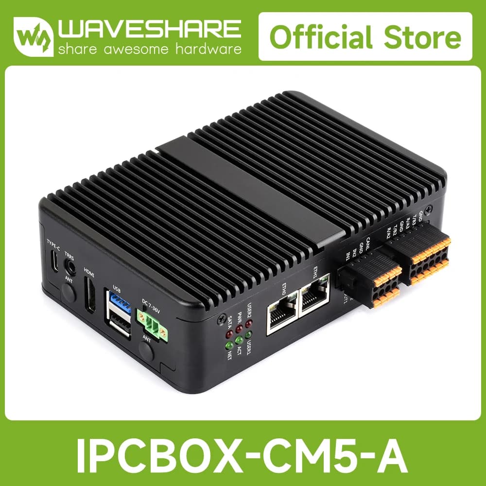 Waveshare Gigabit/2.5G Dual Port Industrial Computer For Raspberry Pi CM5, Supporting Dual 4K Output And Access To 4G/5G