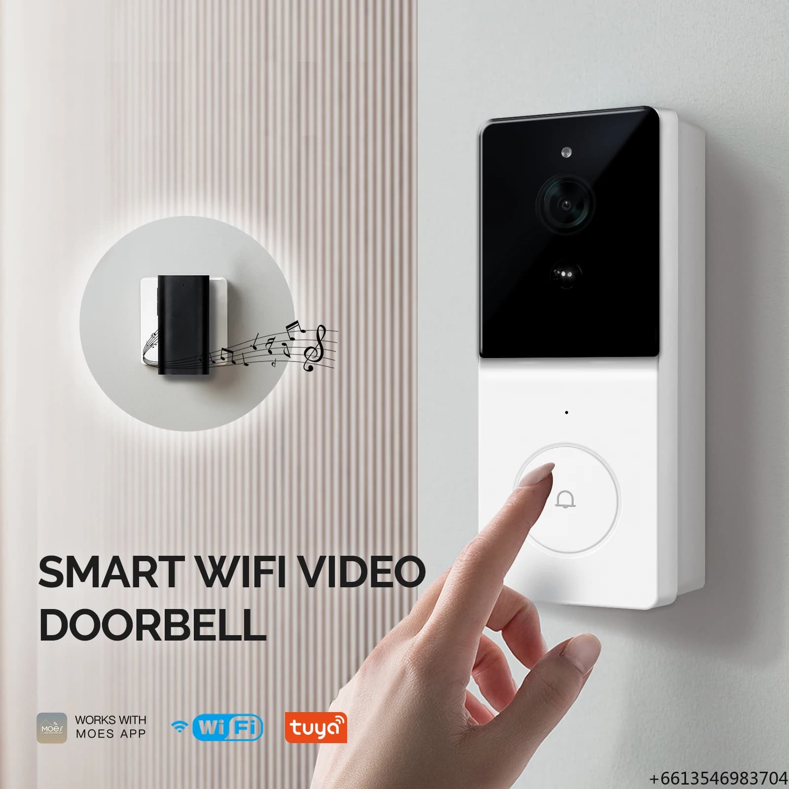 Campanello Video WiFi per Casa Intelligente con Audio Bidirezionale, Rilevamento Movimento, Visione Notturna e Controllo Remoto tramite App per la Sicurezza Domestica