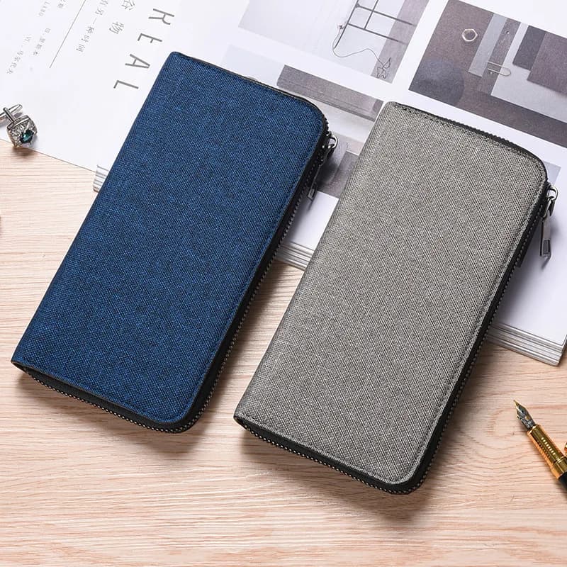 Men Canvas Long Wallet Zipper Around Purse Male Clutch Card Holder Man Travel Phone Pouch Passport Organizer Case Daily Small