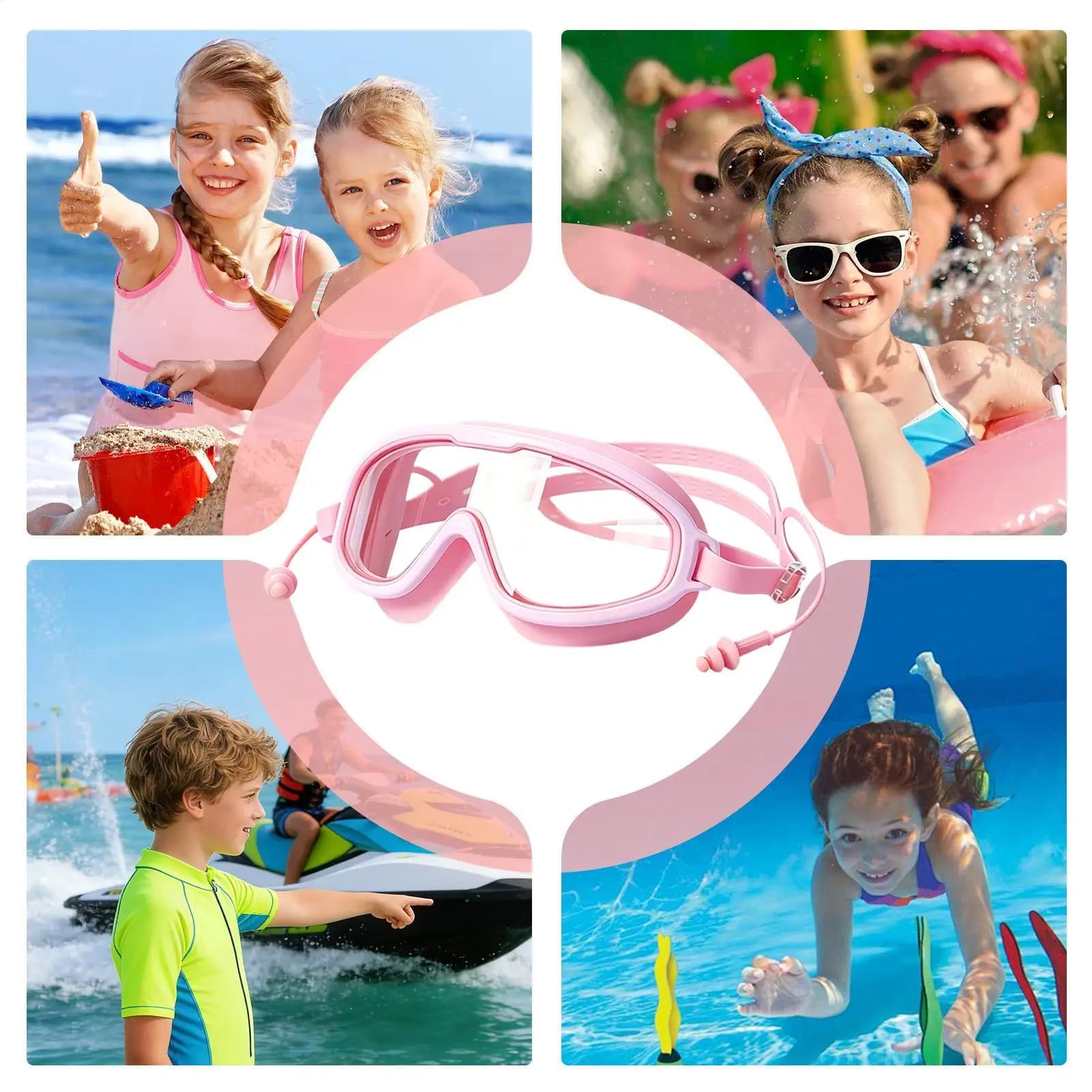 Goggles For Kids Children Anti-fog Pool Glasses Wide View Swim Goggles For Backyard Summer Camping Vacation Hiking Diving