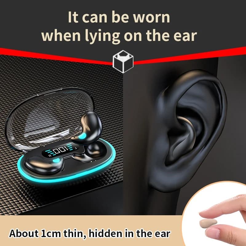 Ultra Thin Invisible Sleep Earbuds with Digital Display And Ring Breathing Light for Comfortable Nighttime Use