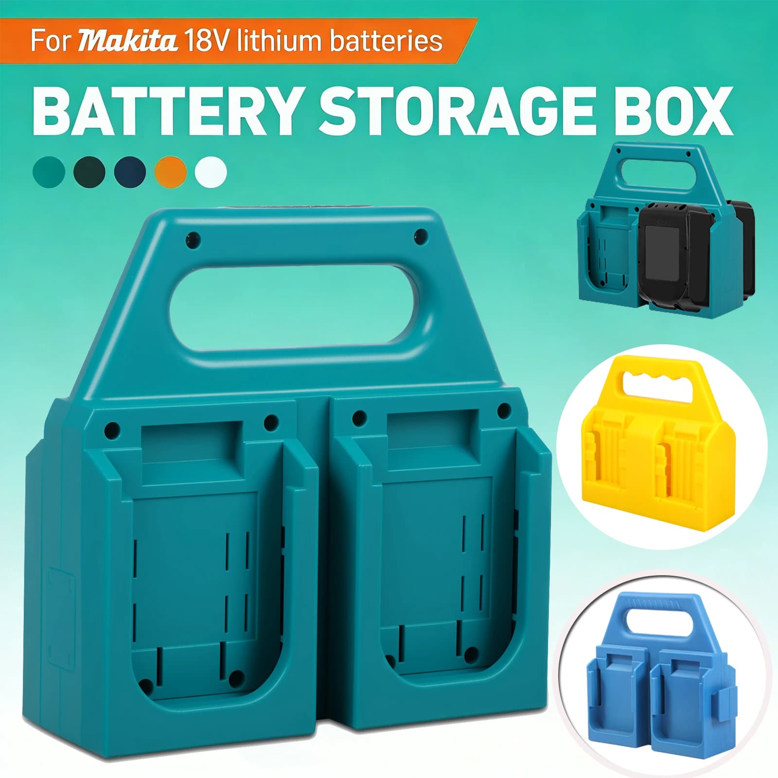 Organizzatore per batterie a 4 slot per Makita 18V/14.4V o per DW, supporto per batterie portatile e robusto per officina
