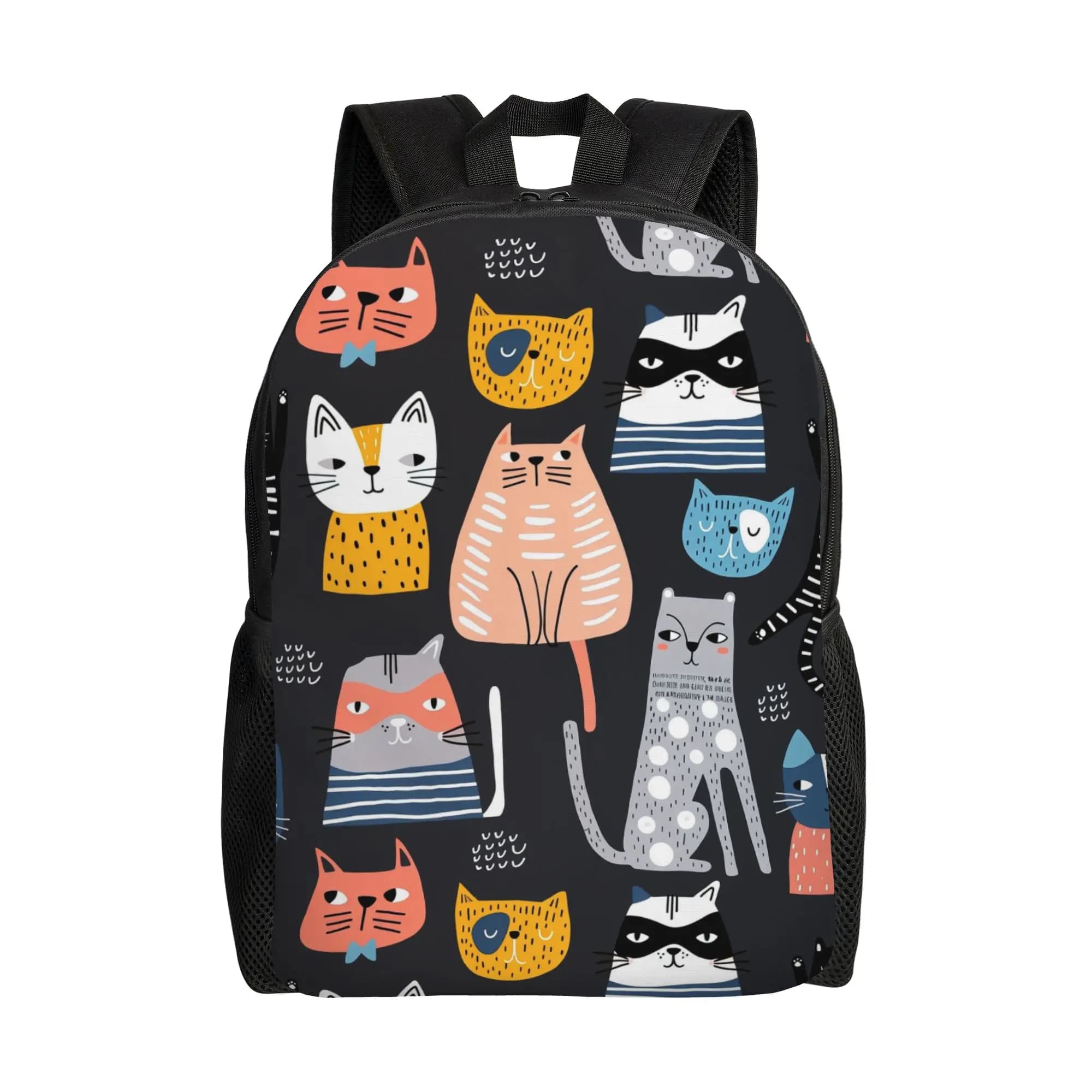 Black Cat Funny Cat Backpack Streetwear Backpacks Men Hiking Breathable High School Bags High Quality Rucksack