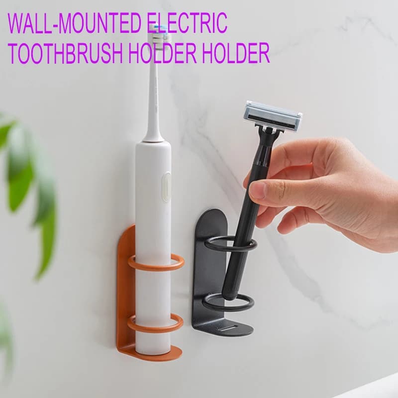 Portaspazzolino Elettrico da Parete Senza Foratura, Porta Rasoio, Mensola Portaoggetti, Organizzatore per Spazzolini, Accessori Bagno