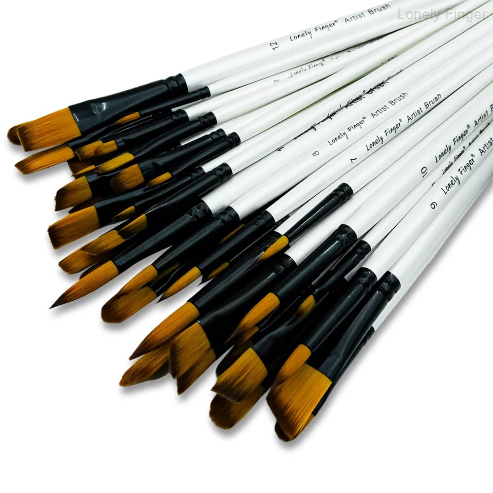 12/48pcs Different Size Paint Brush for Watercolor, Acrylic, Gouache, Ink, and Tempera Painting