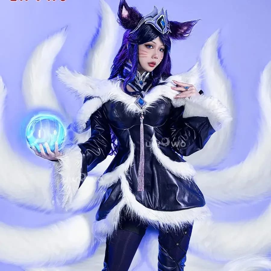 CosplayGame Ahri Cosplay League Midnight Ahri Foxx Costume Cosplay Anime Dress New set complete with nine tails Halloween for woman man