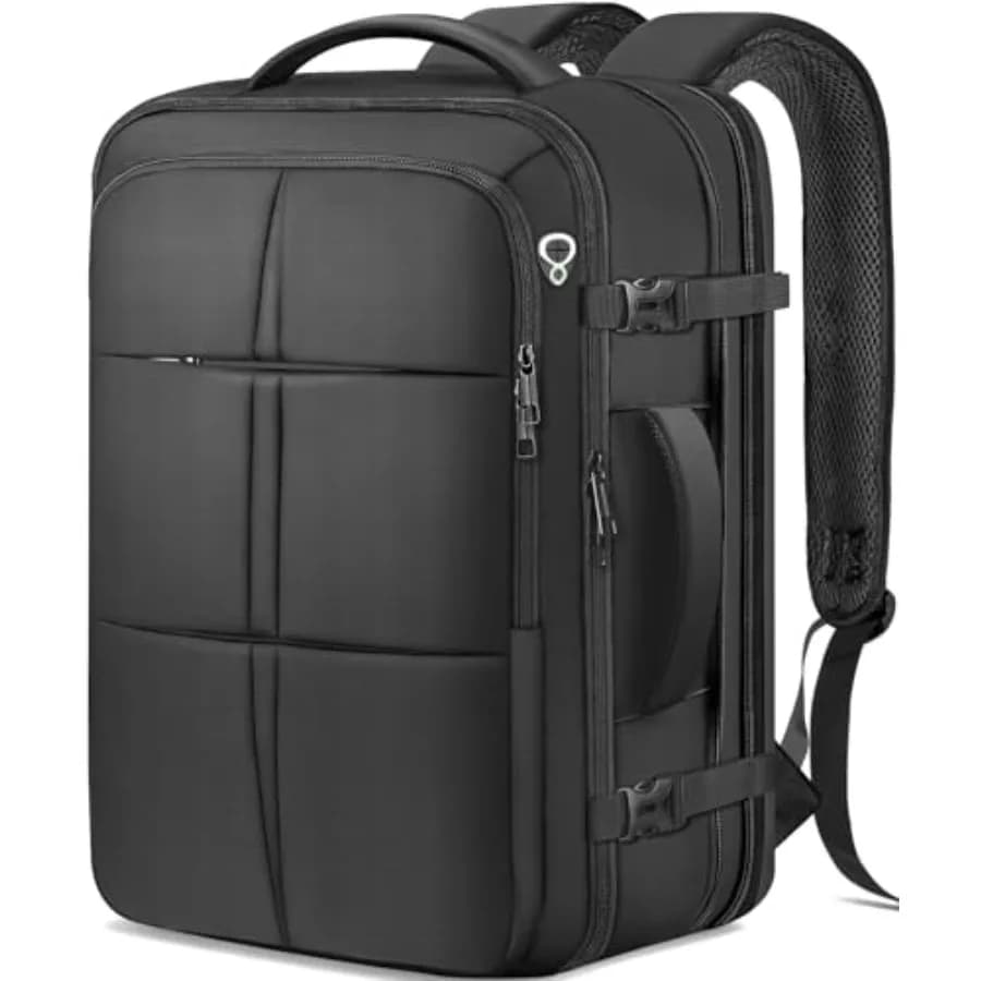 Zaino da Viaggio Extra Large 50L Approvato per il Volo, Espandibile e Impermeabile, Valigia per Affari, Daypack Grande, Adatto per Laptop da 18.4 Pollici, per Uomo